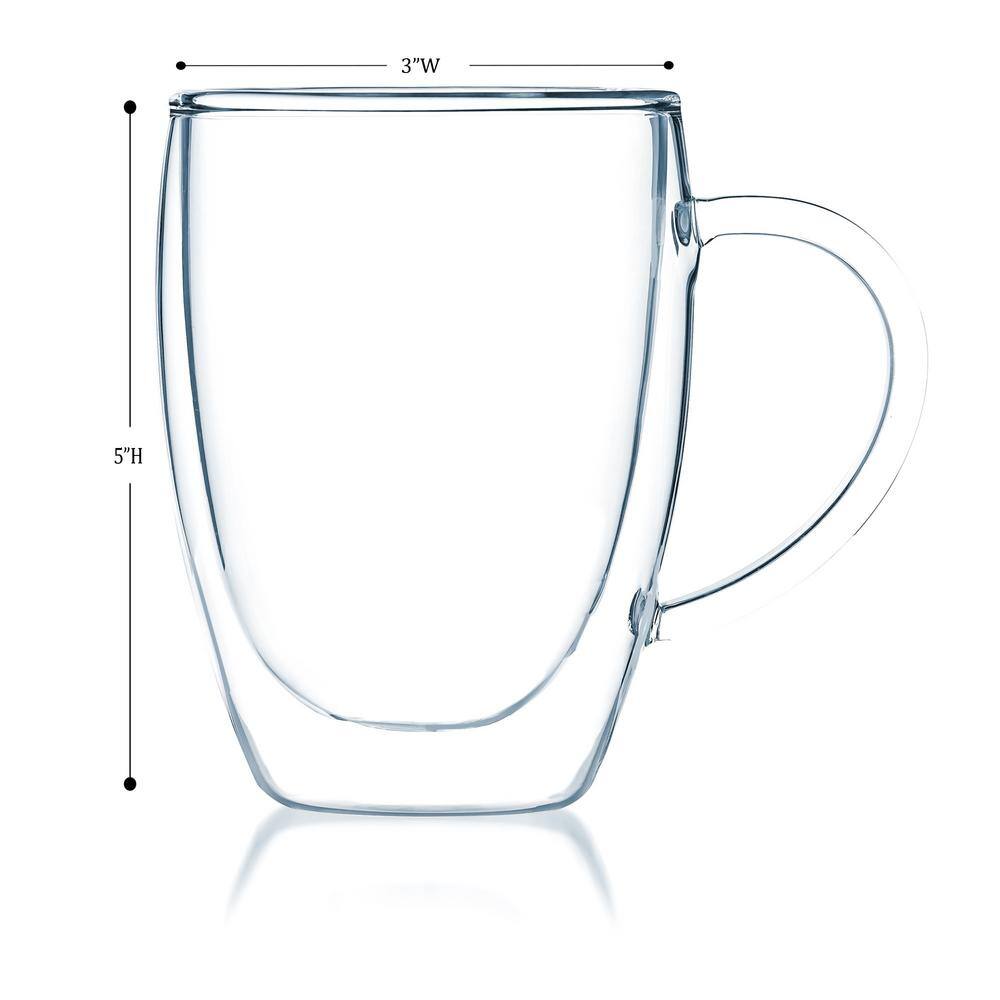 JavaFly Bistro 12 oz. Double Wall Glass with Handle Dishwasher Safe CE1002337-B020002