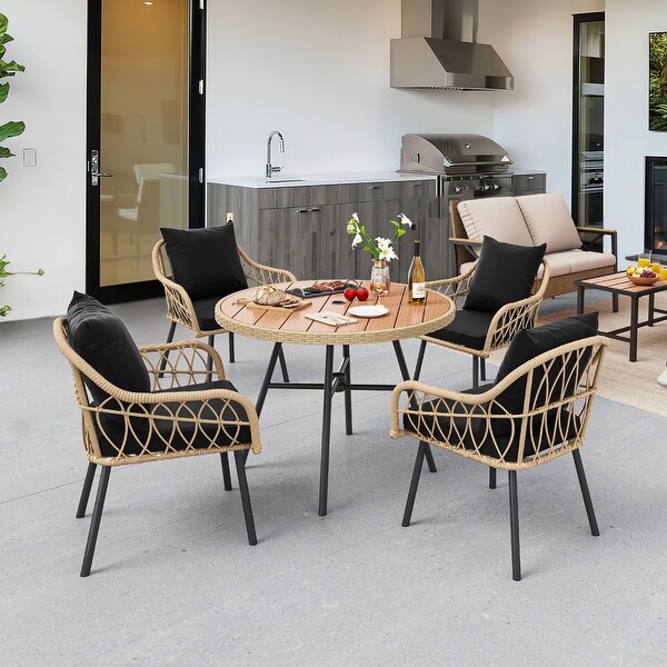 Moasis 4Person Patio Bistro Set Wicker Dinner Table Set