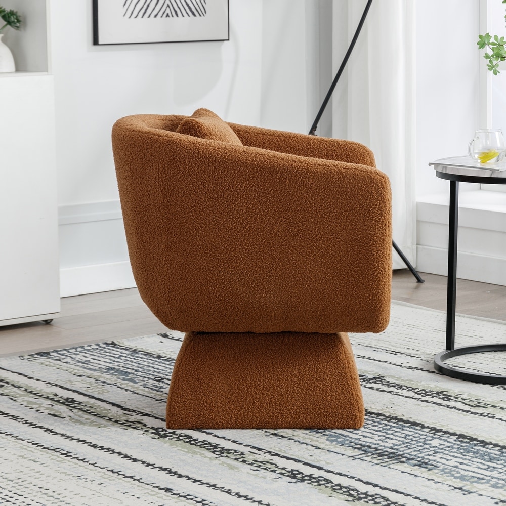 Boucle Upholstered Swivel Accent Arm Barrel Chair for Living Room