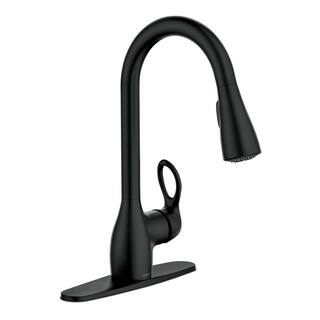 MOEN Kleo Single-Handle Pull-Down Sprayer Kitchen Faucet with Reflex and Power Clean in Matte Black CA87011BL