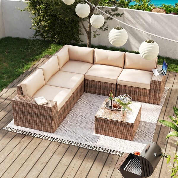 6Piece Wicker Sectional Sofa Set