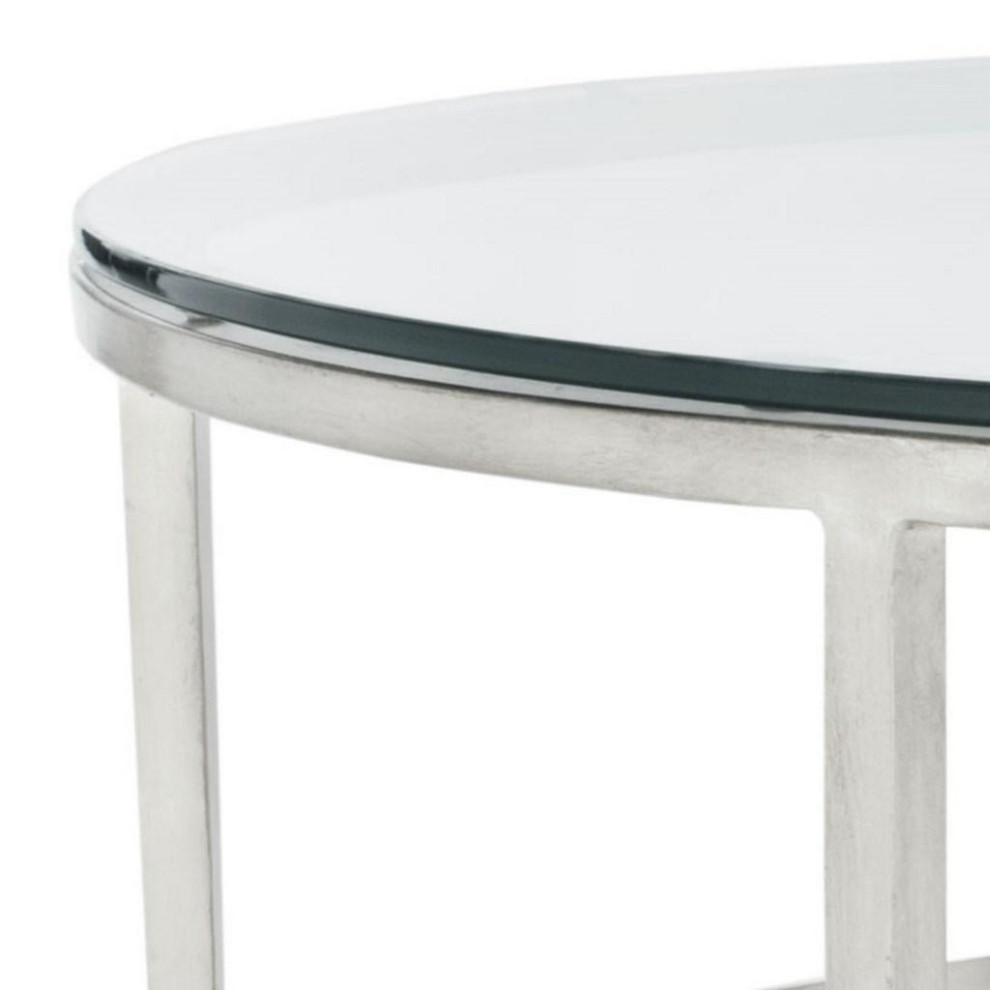 Valleta Antique Silver Glass Cocktail Table   Contemporary   Coffee Tables   by Peachtree Fine Furniture  Houzz