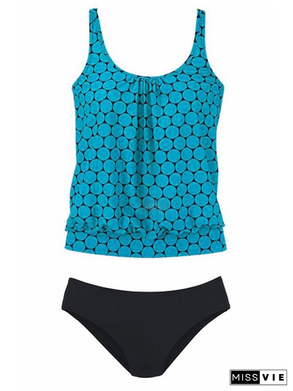 Ladies Cover Belly To Look Slim Slim Polka Dot Print Tankini Plus Size