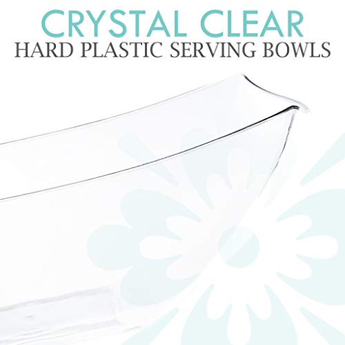 Plasticpro Disposable 128 ounce Square Serving Bowls， Party Snack or Salad Bowl， Extra Large Plastic Crystal Clear Pack of 4