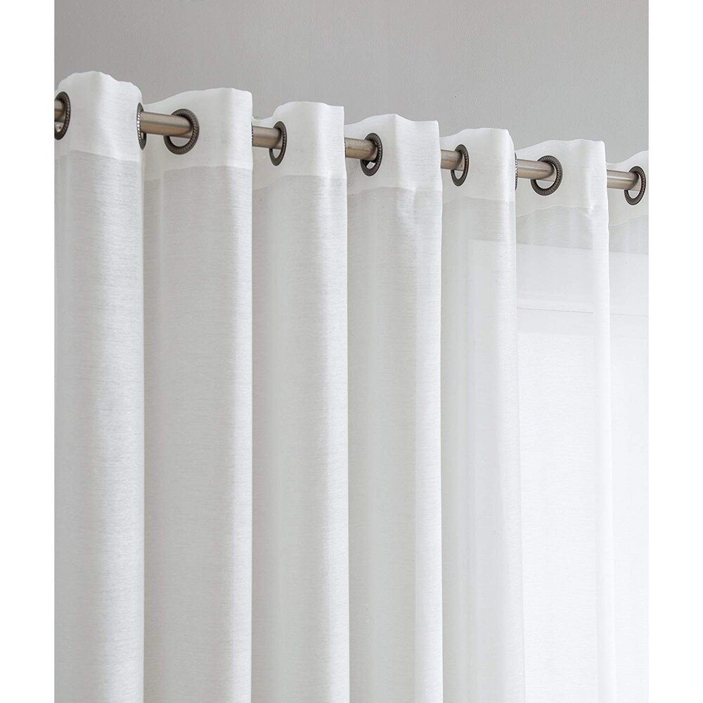 Home   Linens One Panel Extra Wide Sheer Voile Patio Door Grommet Curtain Panel for Sliding Doors   100\