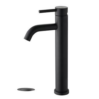 YASINU Karwors Single Hole Single Handle Bathroom Faucet with Pop-Up Sink Drain Stopper in Matte Black YN9001A-2-MB