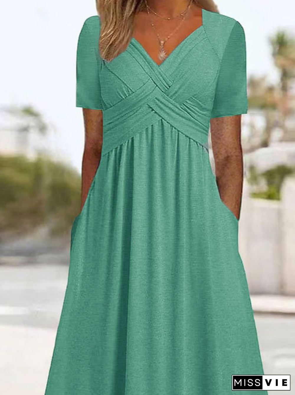 Plain Sweetheart Neckline Regular Fit Casual Dress