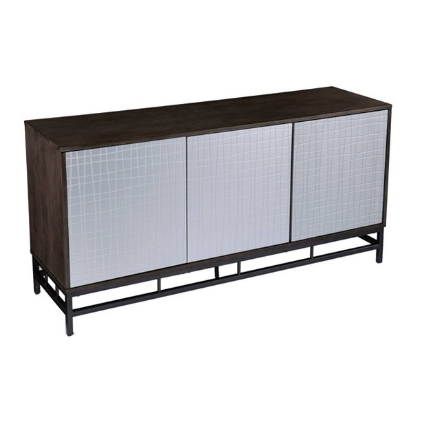 Spilscar Contemporary Storage Cabinet Brown With Silver Aiden Lane