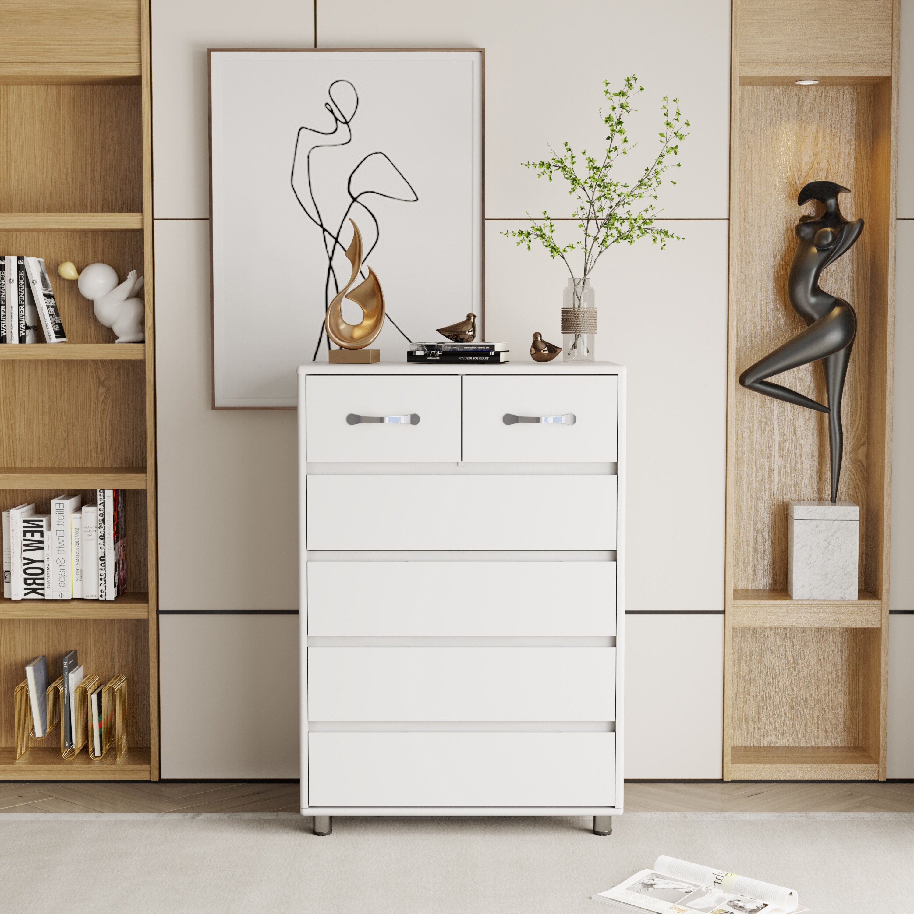 Modern Side Table With Six Drawers For Living Room