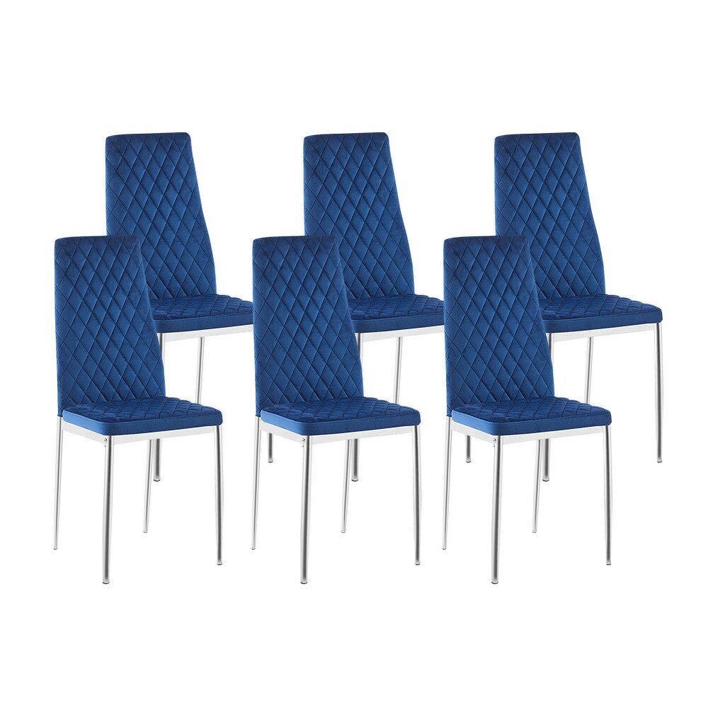 Modern Simple Dining Chairs with Metal Pipe Legs Set Of 4/6