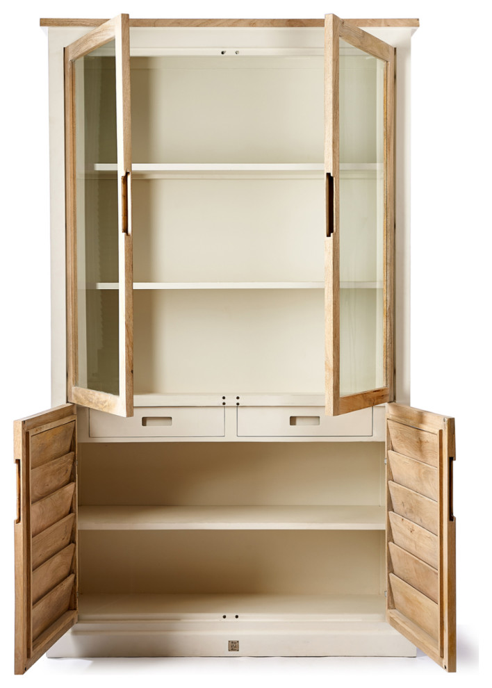 Wooden Glass Door Cabinet  Rivi√®ra Maison Pacifica   Transitional   Accent Chests And Cabinets   by Oroa   Distinctive Furniture  Houzz