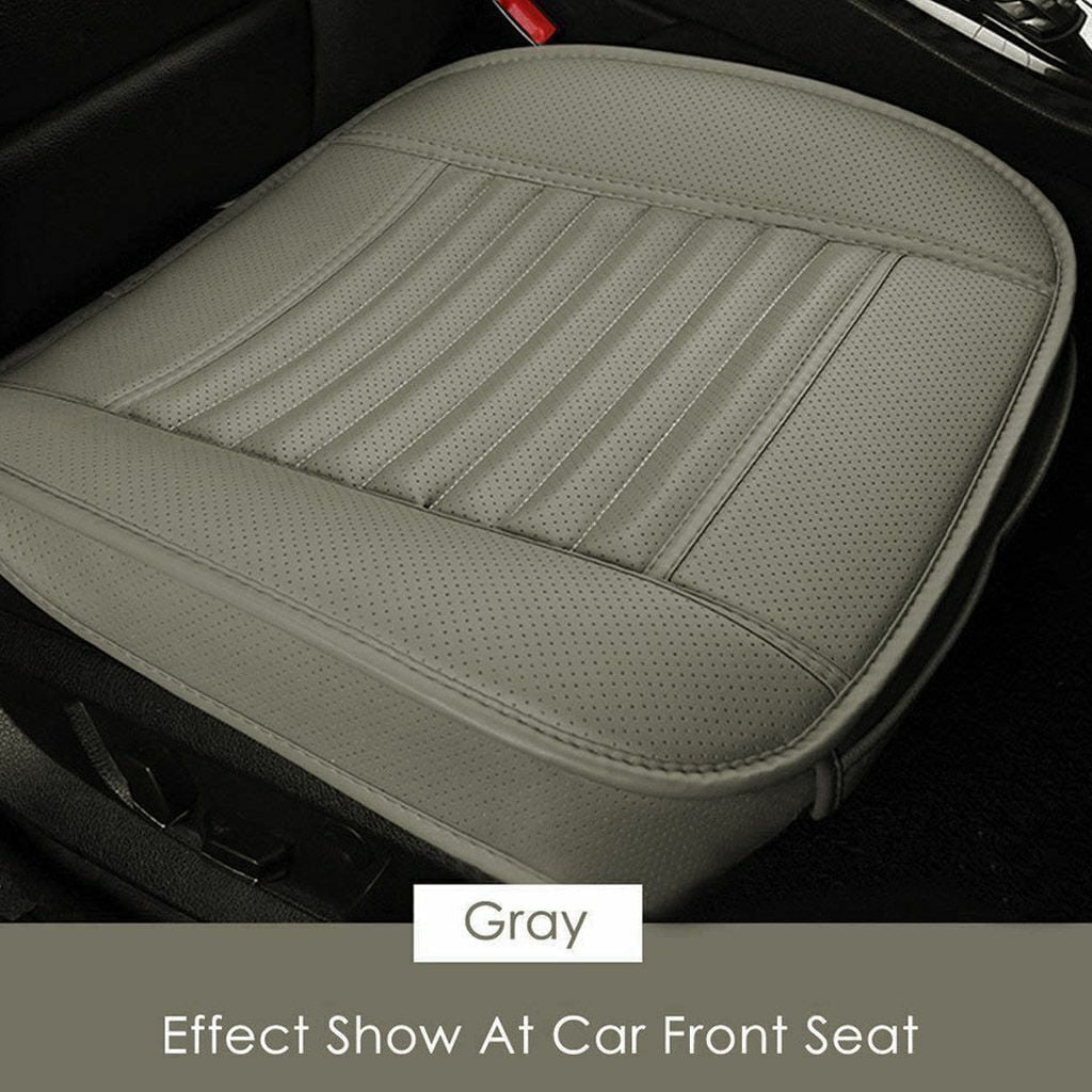 Deluxe Leather Car Front Seat Cover Front Bottom Seat Cushion Protector-Gray