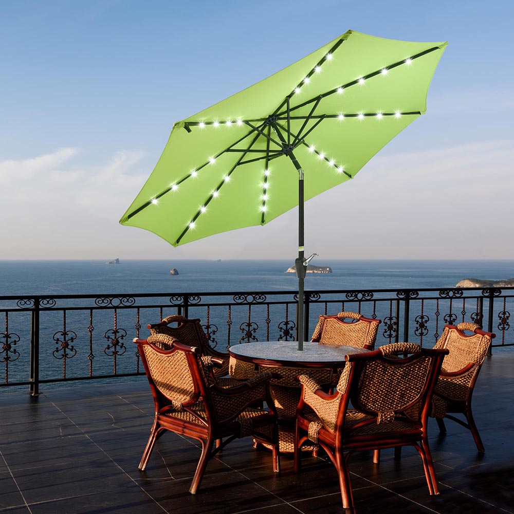 Yescom 9ft Solar LED Outdoor Market Tilt Patio Umbrella