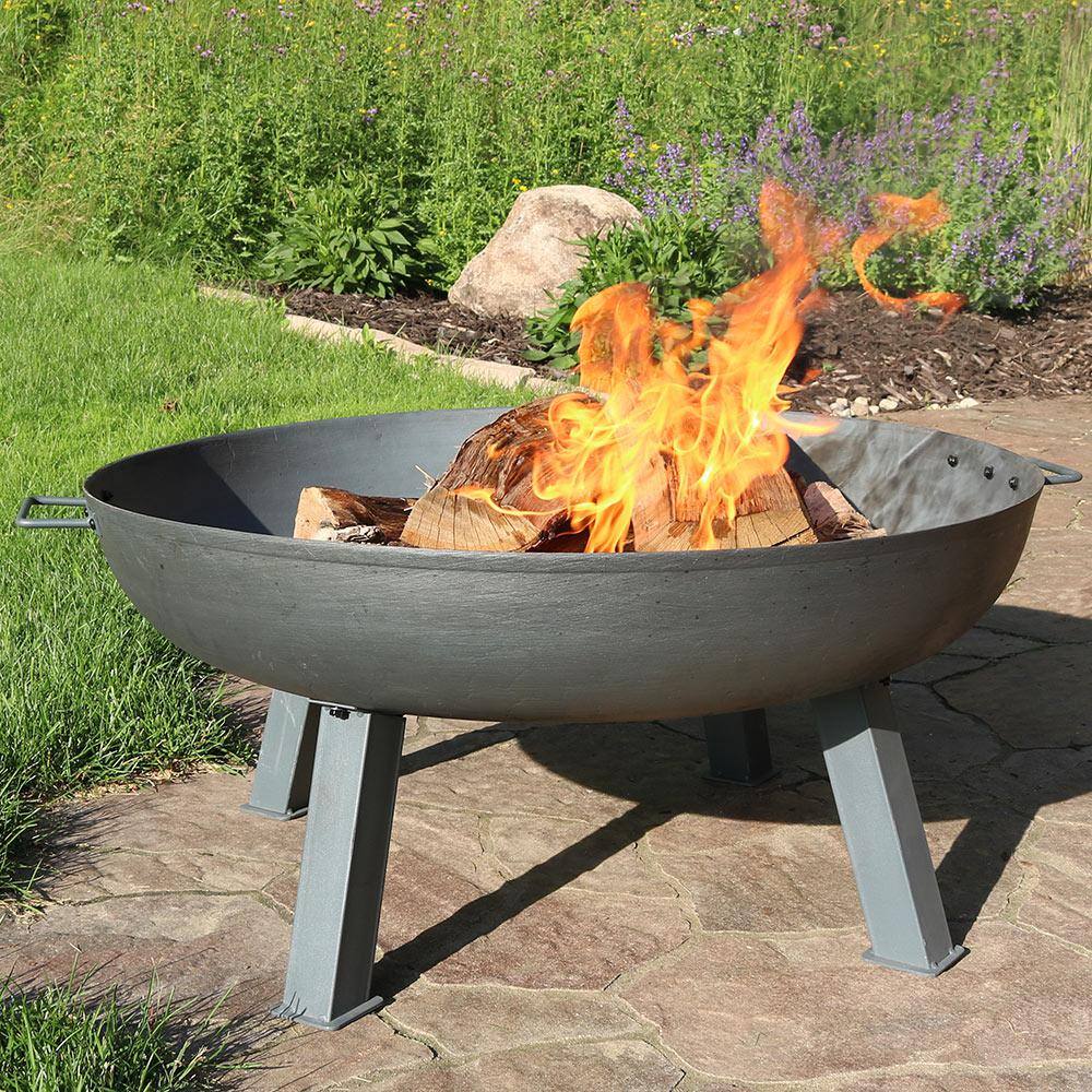 Sunnydaze Decor 34 in. x 15 in. Round Cast Iron Wood Burning Fire Pit Bowl in Steel RCM-LG570-Steel