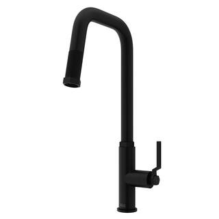 VIGO Hart Angular Single Handle Pull-Down Spout Kitchen Faucet in Matte Black VG02036MB