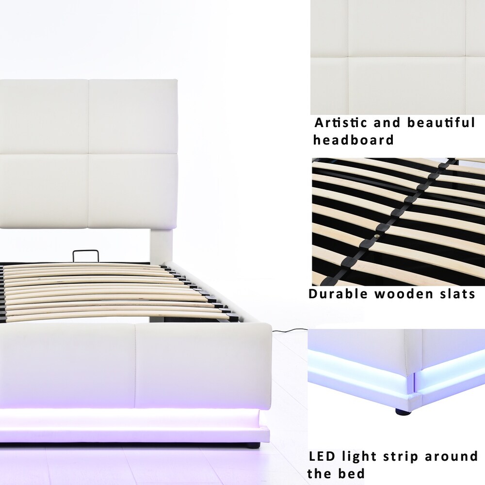 Hydraulic Storage Bed Tufted Upholstered Platform Bed with USB Charger