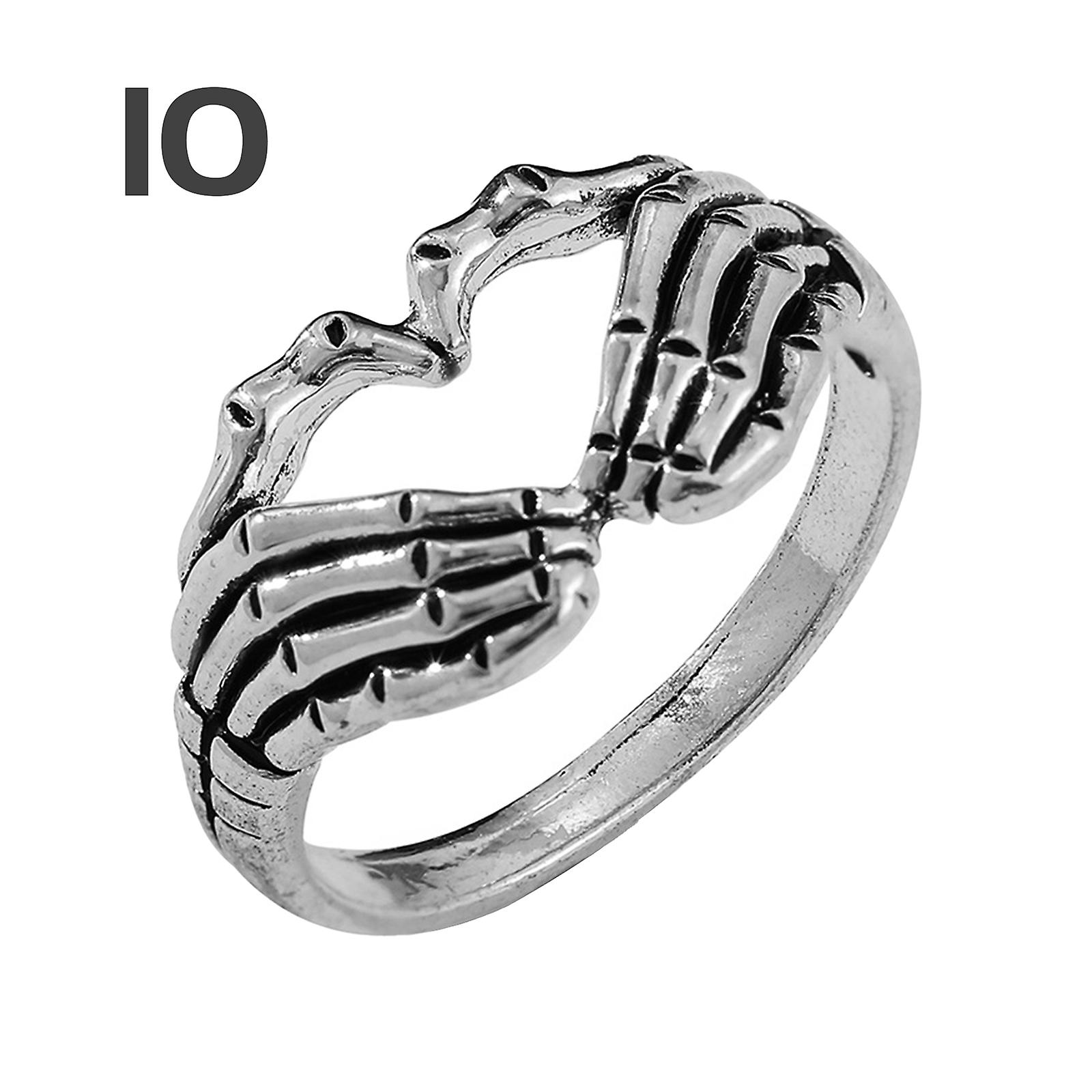 Number 10 Love Gesture Vintage Ring European And American Skeleton Hand Combination Concentric Dominant Ring