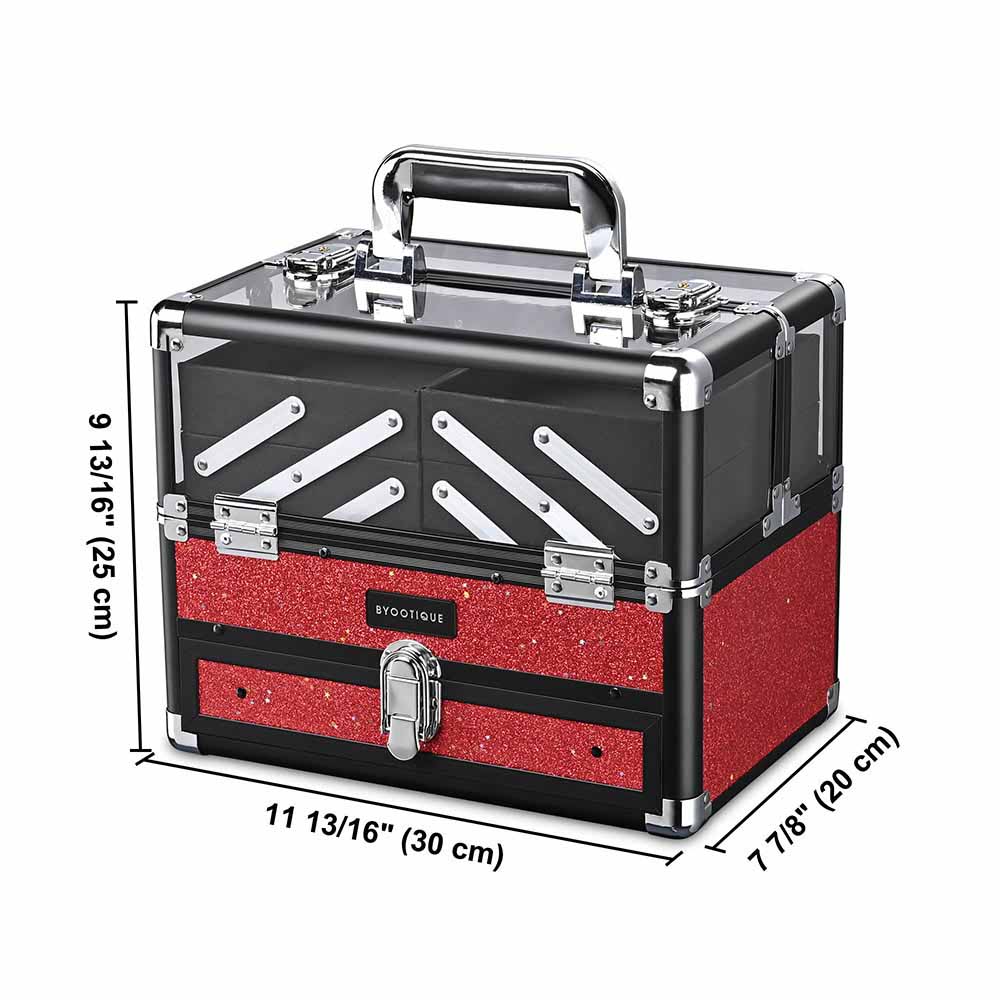 Byootique Sparkle Makeup Train Case 2-Tier Extendable Trays