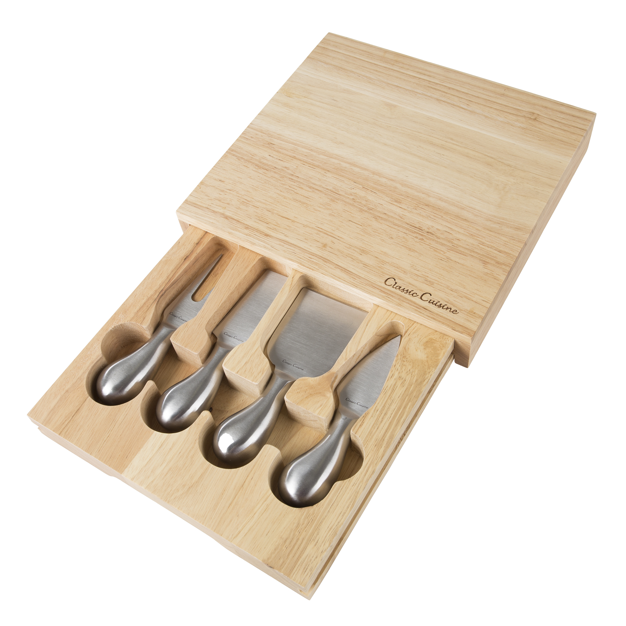 Cheese Board 5 piece Set with Stainless Steel Knives 8.6