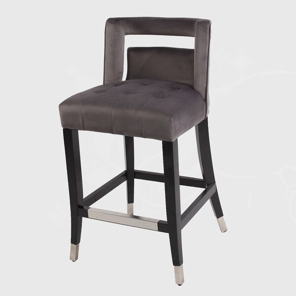 2 pcs Set 26 inch Suede Velvet Barstool with nailheads