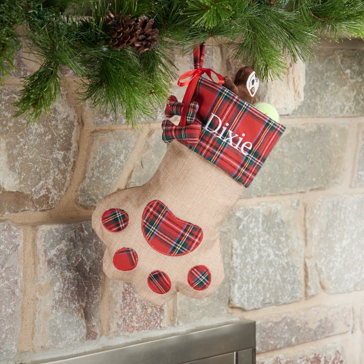 Frisco Paw Personalized Plaid Dog and Cat Stocking