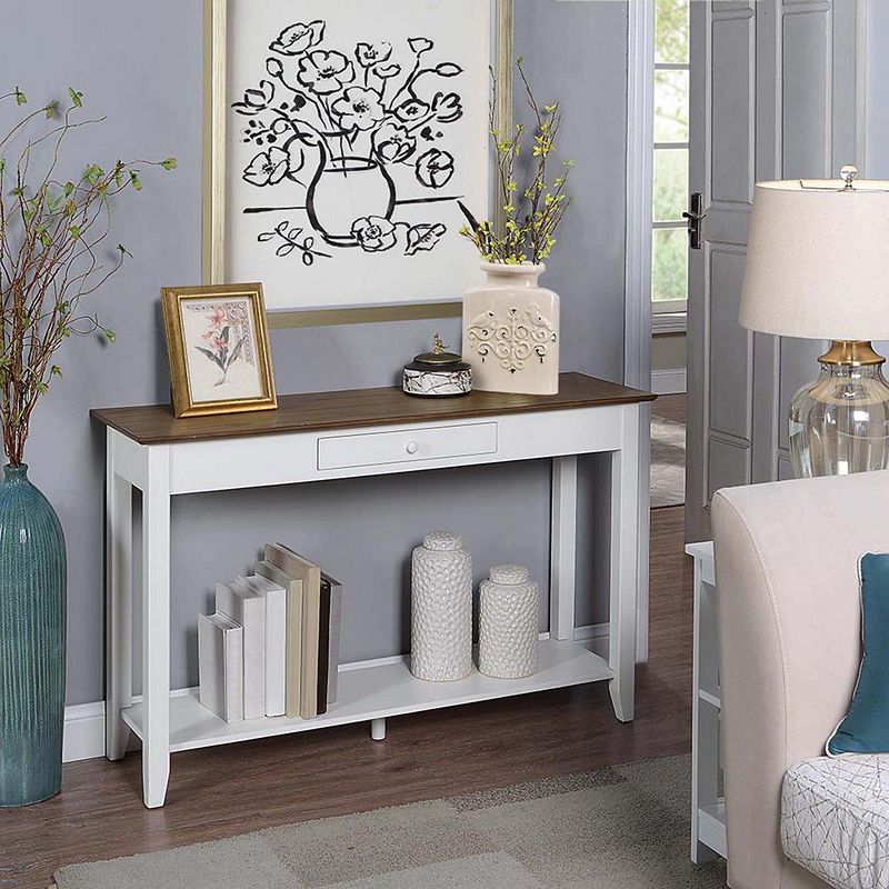 Convenience Concepts American Heritage 1 Drawer Console Table with Shelf， Driftwood/White