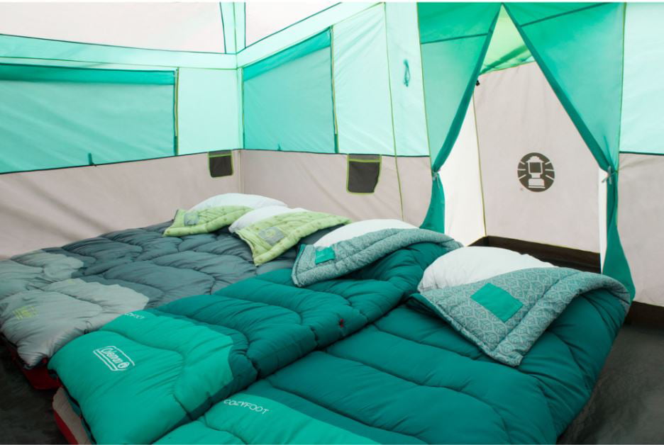 Coleman Tenaya Lake 8 Person Lighted Fast Pitch Cabin Tent， 1 Room， Teal