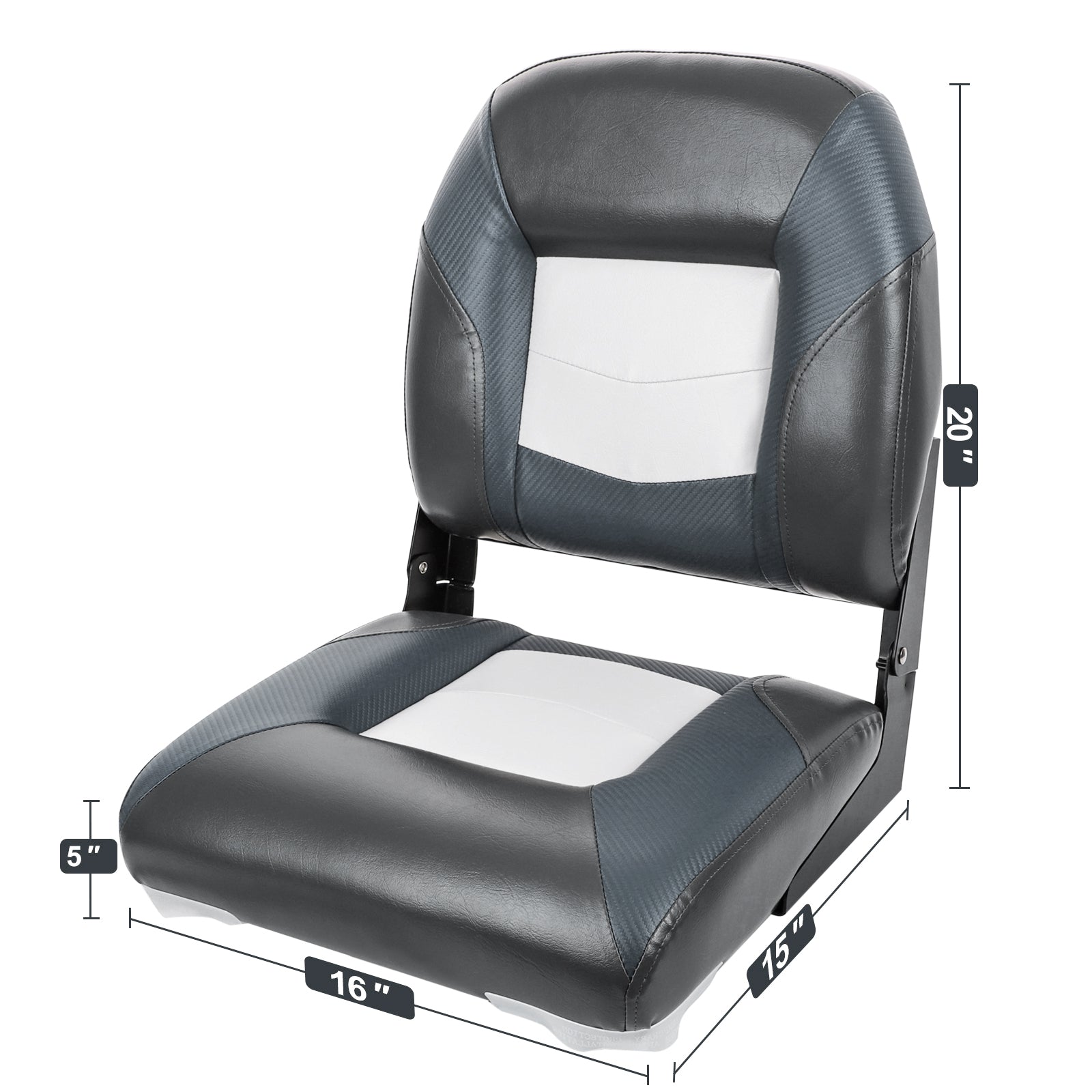 NORTHCAPTAIN Deluxe White/Charcoal/Charcoal Low Back Folding Boat Seat， 2 Seats