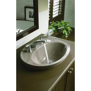 KOHLER Serif Ceramic Drop-In Bathroom Sink in White with Overflow Drain K-2075-8-0