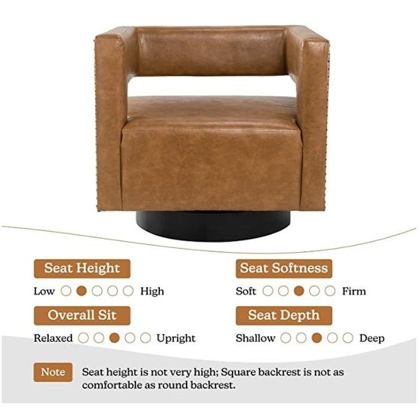 Bortolotti Contemporary Upholstery Swivel Nailhead Trim Barrel Chair with Open Back and Metal Base by HULALA HOME