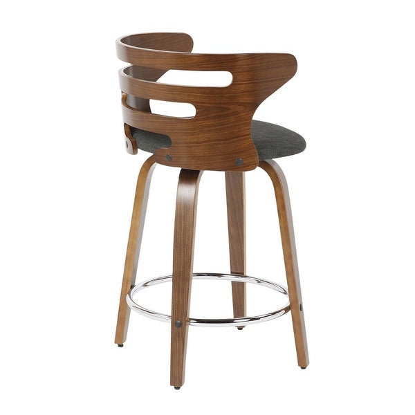 Cosini Counter Stool with Swivel Walnut and Charcoal Fabric - Set of 2 - 18