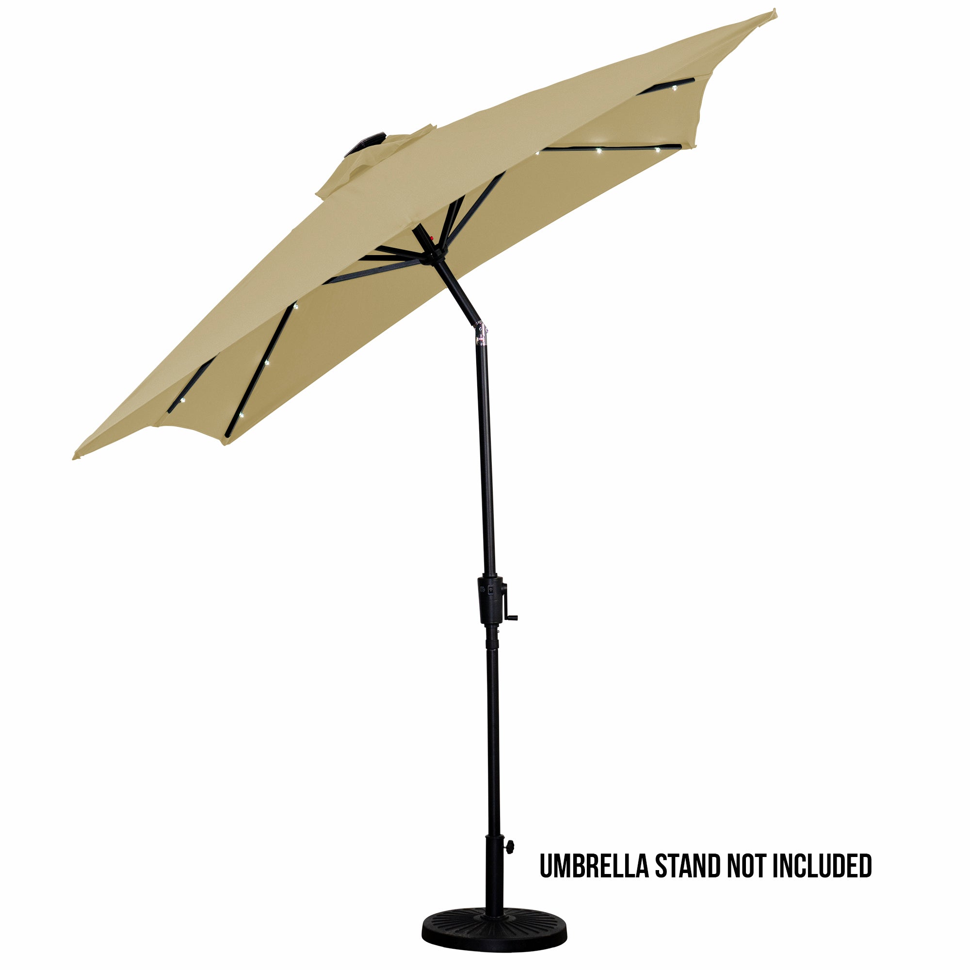 SunRay 9' x 7' Rectangular Patio LED Umbrella Solar Powered w/Crank & Tilt Outdoor Umbrella, Grey