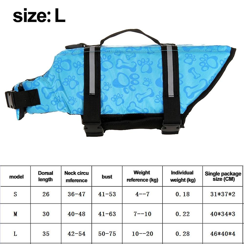 Dog Life Jacket， Reflective Lifesaver With Rescue Handle， Adjustable Floating Vest，high Buoyancy Aid Dog Saver-blue-l