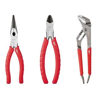 MW Pliers Kit with Screwdriver Set 25 ft. Compact Tape Measure and FASTBACK Folding Utility Knife (10-Piece) 48-22-6331-3079-2604-6625-1502