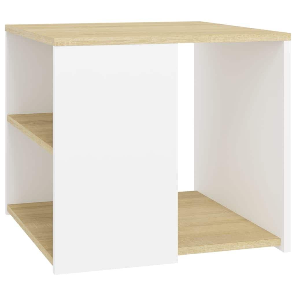 vidaXL Side Table Sonoma Oak and White 20