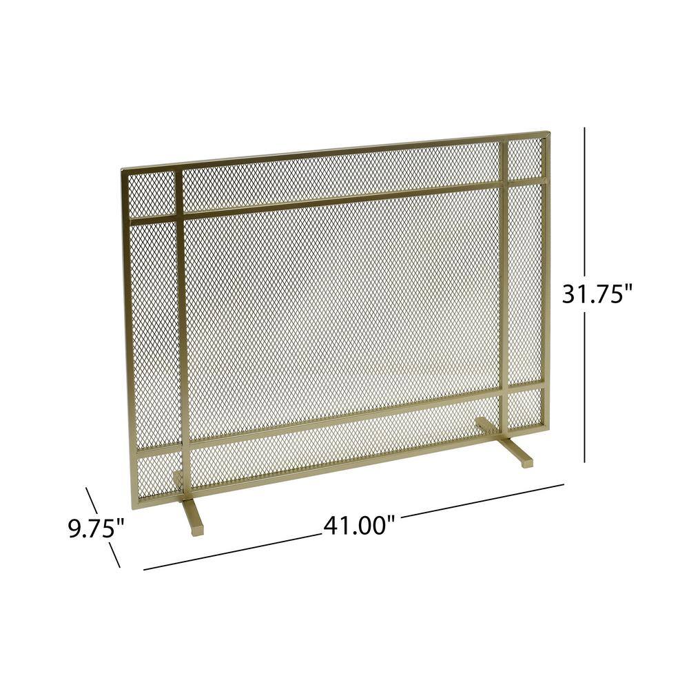 Noble House Cabarrus Modern Gold Single Panel Iron Fire Screen 67403