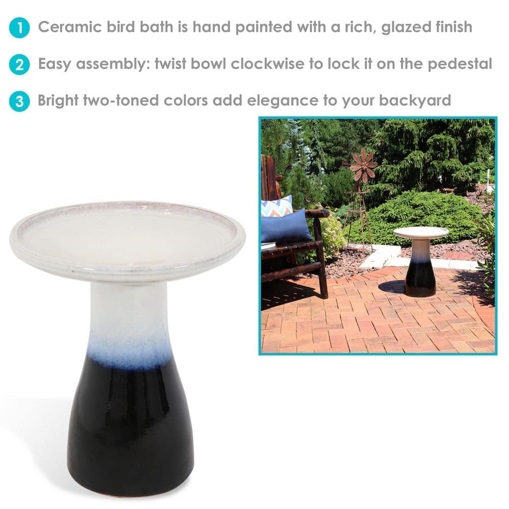 Sunnydaze Decor Subtle Transitions Ceramic Birdbath - UV-Frost-Resistant - Twilight AP-011