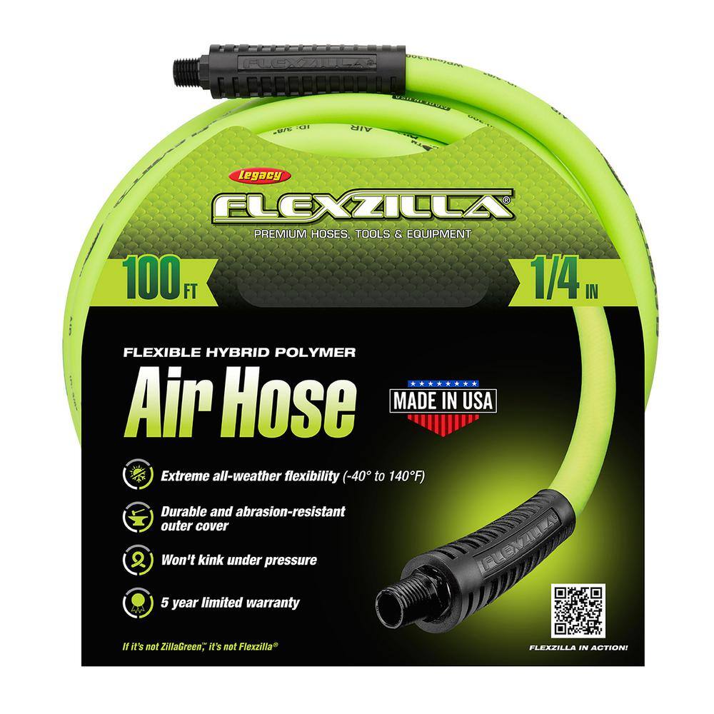 Flexzilla 14 in. x 100 ft. Air Hose with 14 in. MNPT Fittings HFZ14100YW2