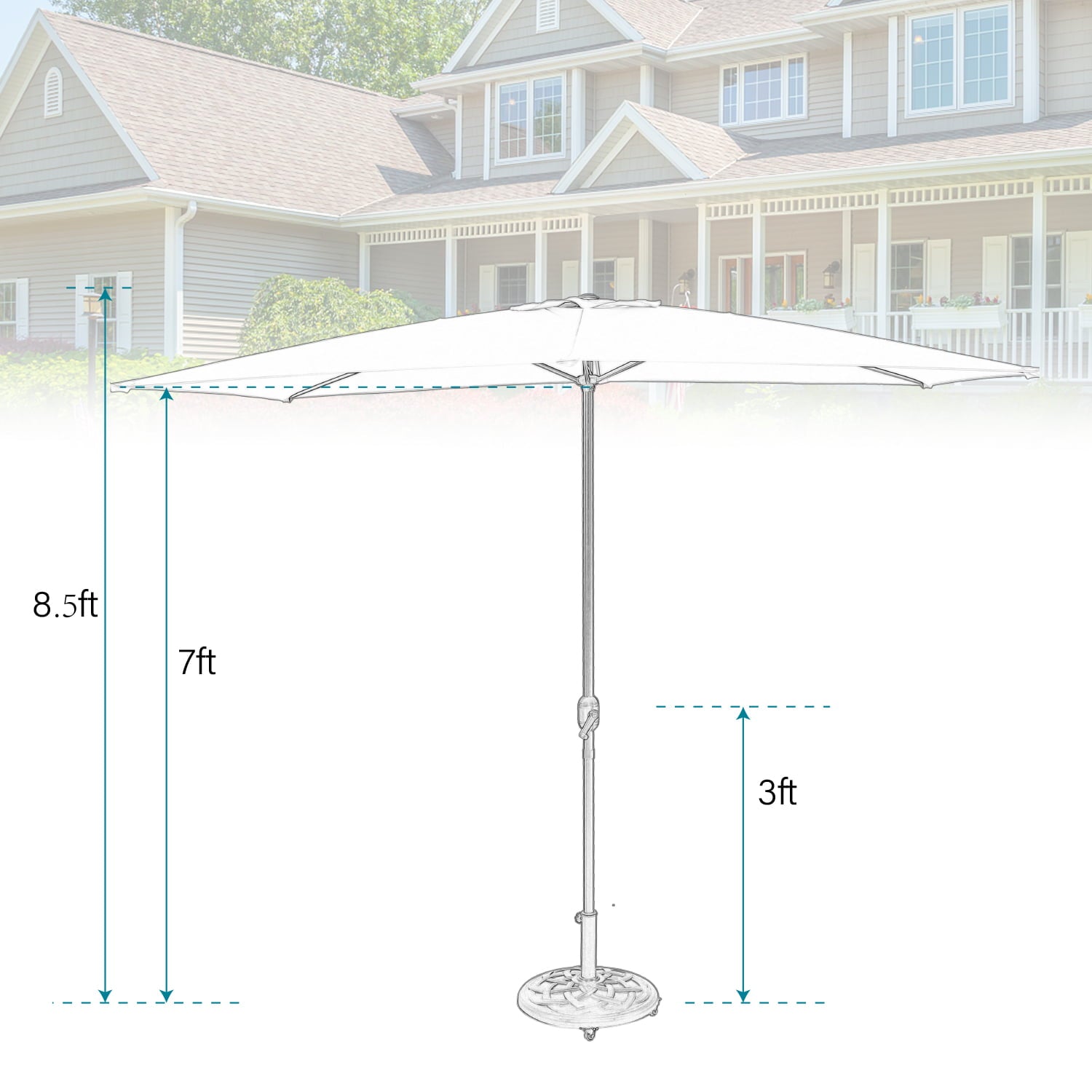 MF Studio 10 x 6.6ft Rectangle Patio Table Umbrella Outdoor Market Umbrella with 6 Steel Ribs and Crank Handle, Orange