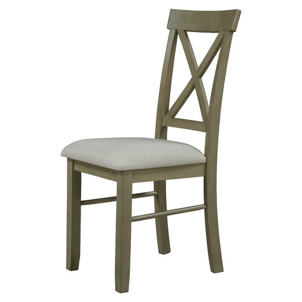 2 Pieces Wood Kitchen Upholstered X-Back Dining Chairs