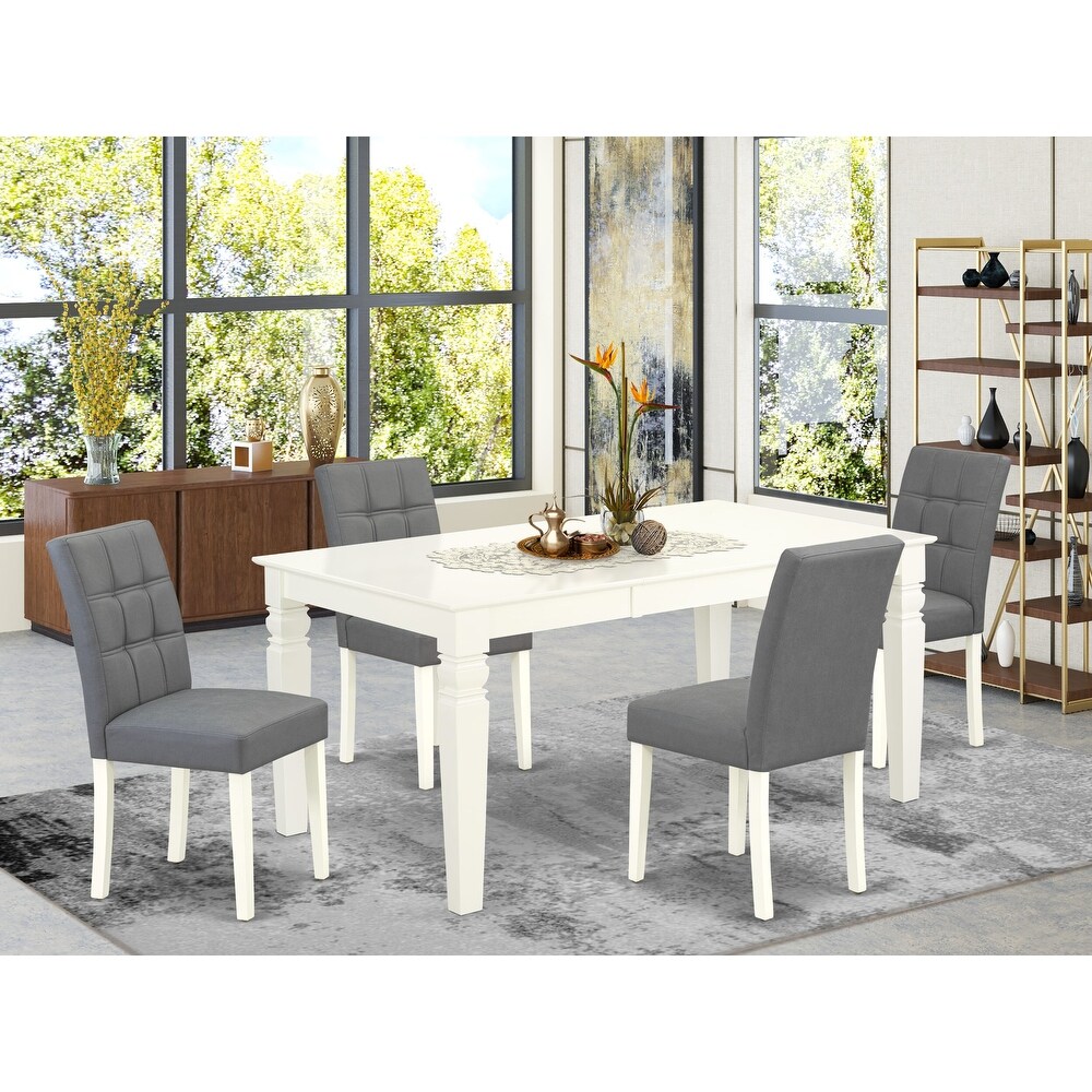 East West Furniture Dinette Set Includes a Rectangle Kitchen Table and Chairs  Linen White (Pieces Options)