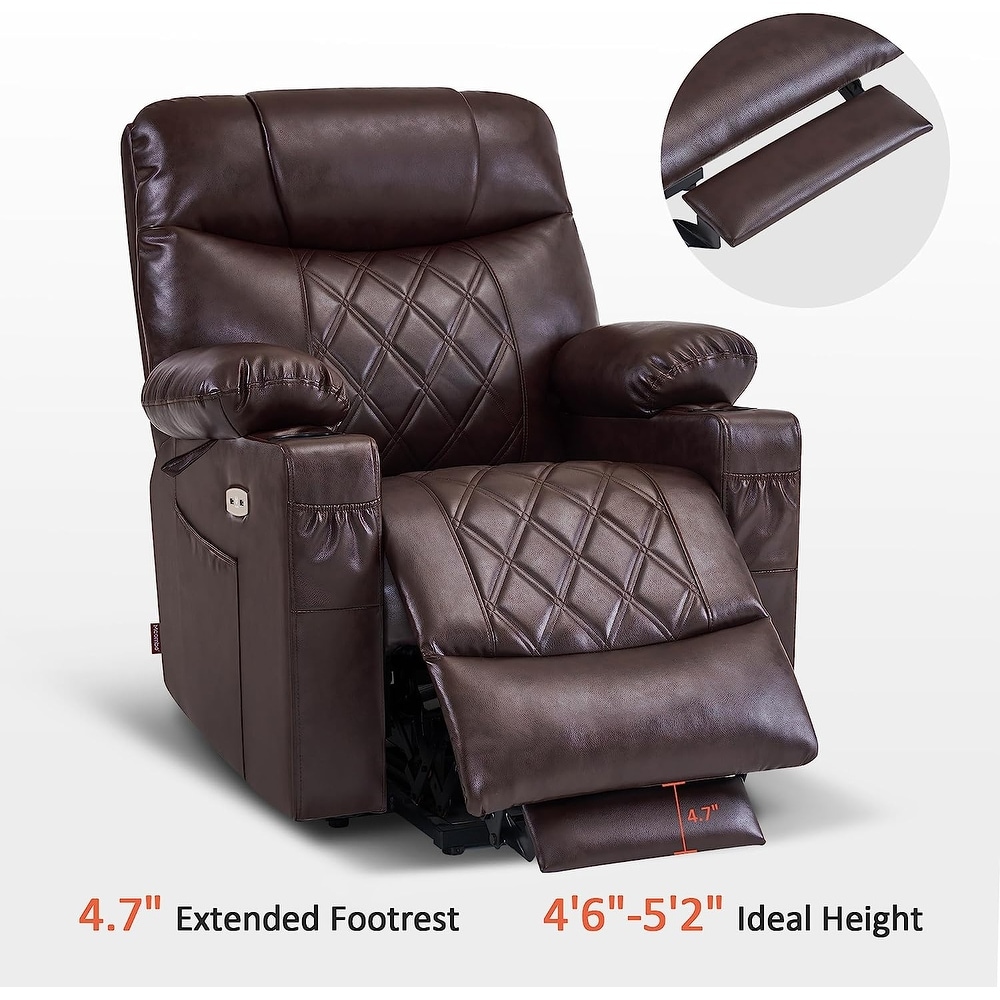 MCombo Lift Recliner Chair with Massage and Dual Heat  Adjustable Headrest  Faux Leather 7111