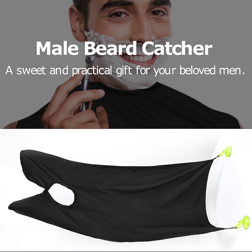 Male Beard Catcher Apron Hair Trimming Shave Haircutting Cape Cloth 2 Suction Cups Black Black