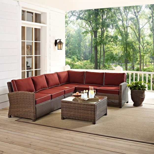 Bradenton 5pc Outdoor Wicker Sectional Set Crosley