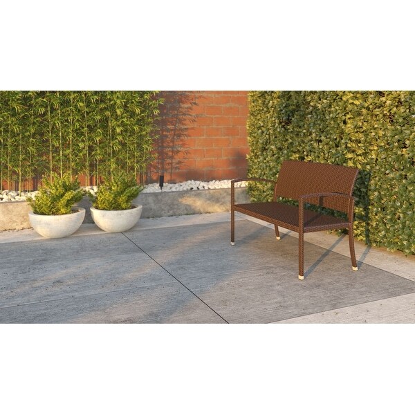 Miles Patio Bench In Mocha Wicker