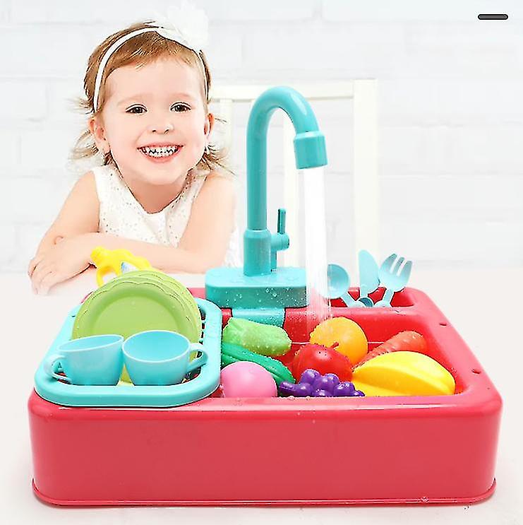 Changing Kitchen Sink Toys， Children Electric Dishwasher Playing Toy With Running Water