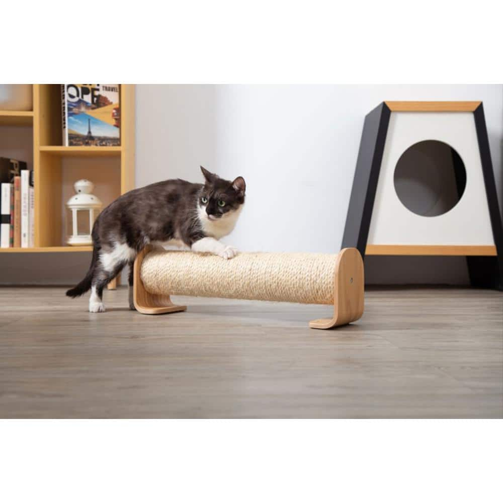 AndMakers MYZOO Cylinder Beige Wall Mounted Using and Floor Using Cat Scratcher and Scratching Post Furniture Cover MZ-Cylinder