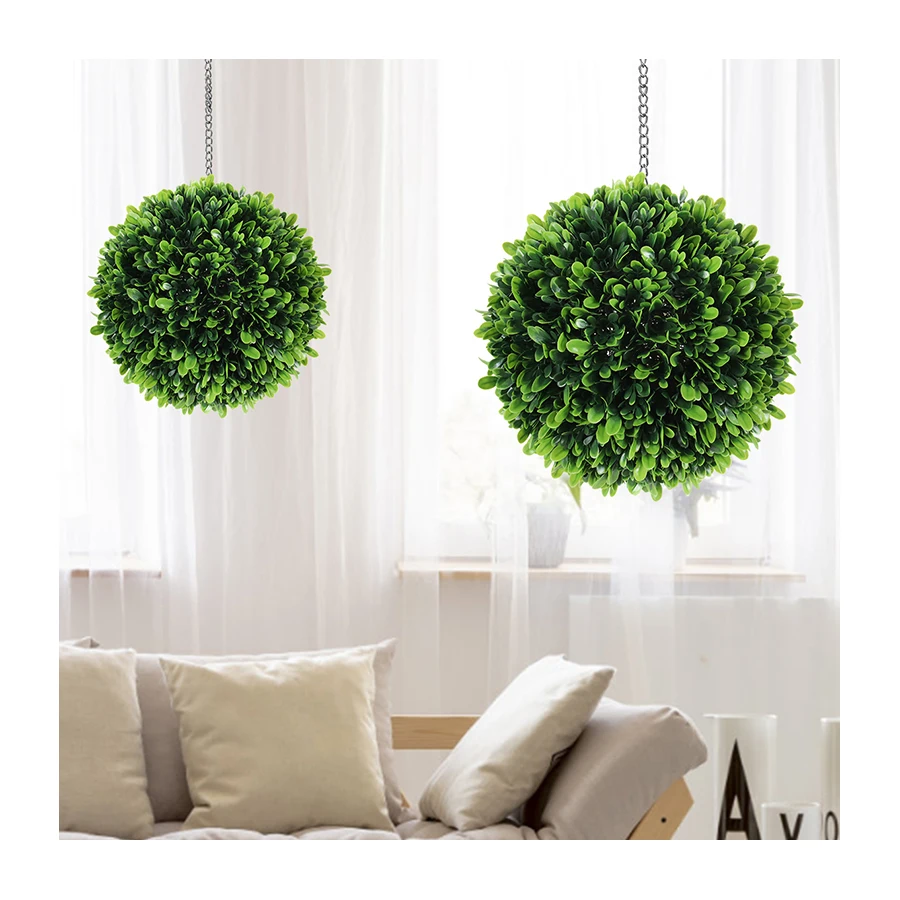 Q72 Garden Supplies Hanging Faux Boxwood Sphere Artificial Greenery Leaves Topiary Round Ball for Indoor Outdoor Decoration