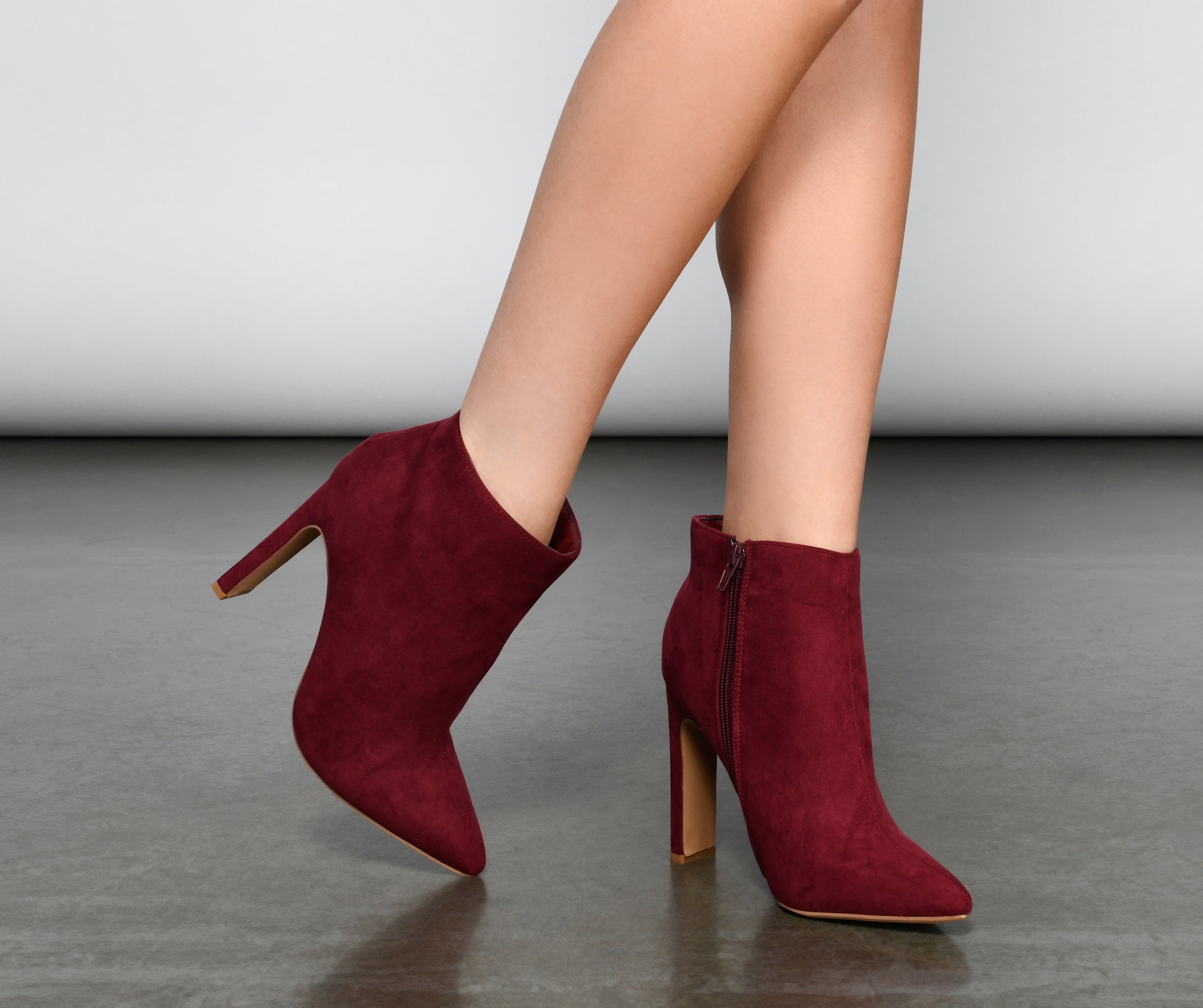 Uptown Girl Faux Suede Pointed Toe Booties