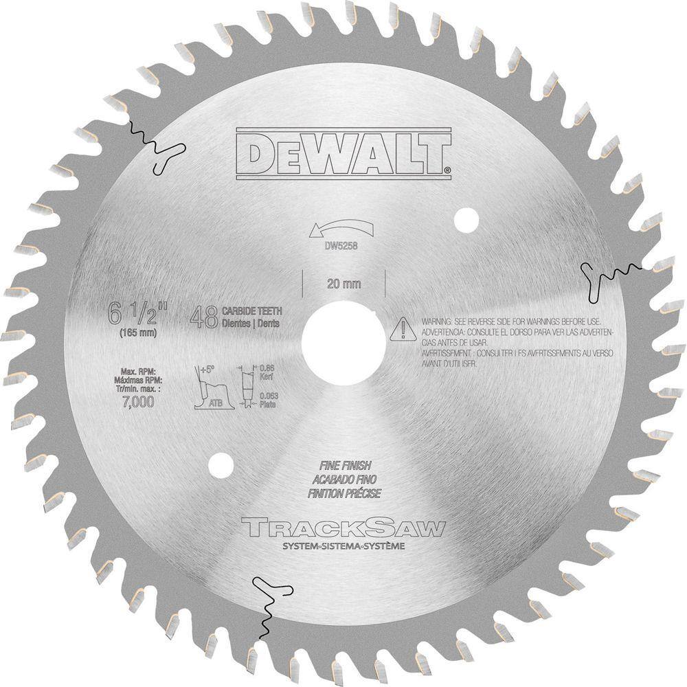 DW 48-Teeth Precision Ground Woodworking Blade for TrackSaw System DW5258